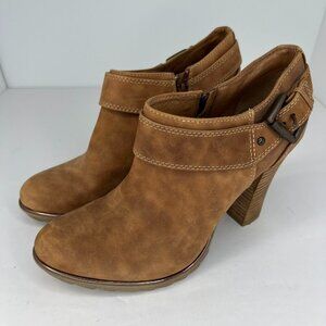 Sofft Womens 1068849 Brown Willa Burnished Leather Stacked Heel Size 8.5 Bootie